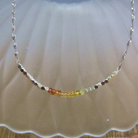 Handmade Padparadscha Sapphire Necklace Sterling Silver - Picture 3 of 4
